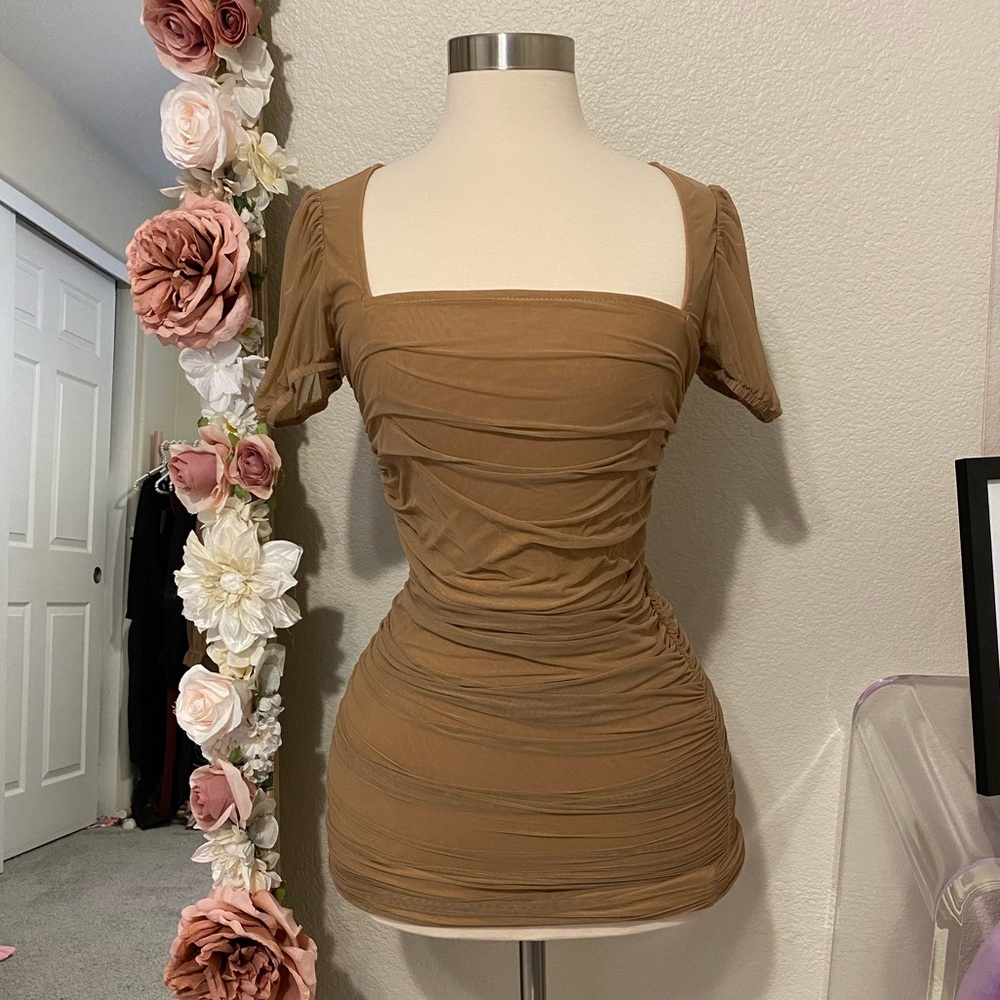 Tan Rutched Dress